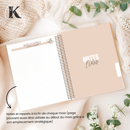 Agenda planificateur enseignant 2026-2027 | 5 périodes | Fleurie