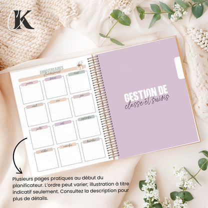 Agenda planificateur enseignant 2026-2027 | 5 périodes | Fleurie
