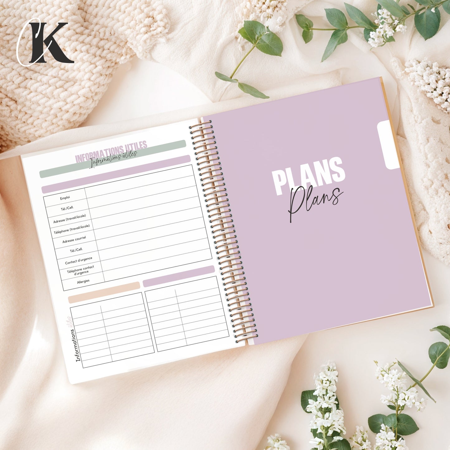 Agenda perpétuel | Planificateur non daté | Rétro rose