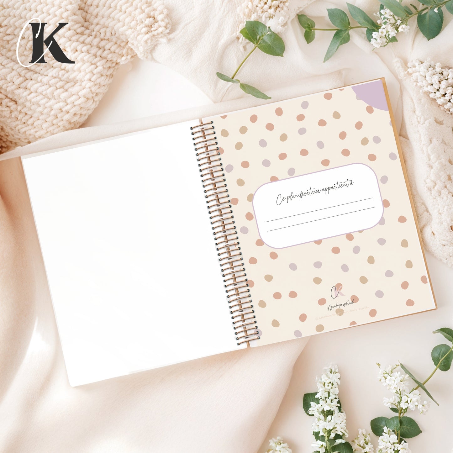 Agenda perpétuel | Planificateur non daté | Rétro rose