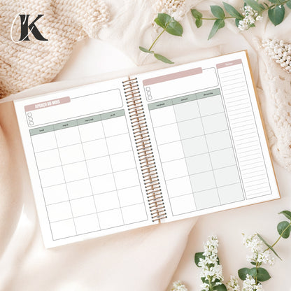 Agenda perpétuel | Planificateur non daté | Rétro rose