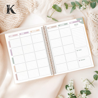 Agenda perpétuel | Planificateur non daté | Rétro rose