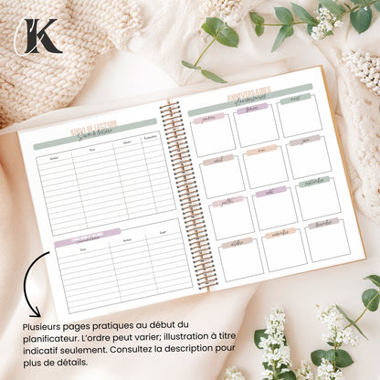 Agenda perpétuel | Planificateur non daté | Rétro rose