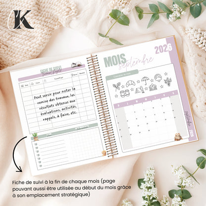 Agenda planificateur 2026/2027 | Étudiant | 7 cases/8h-20h | Élégance