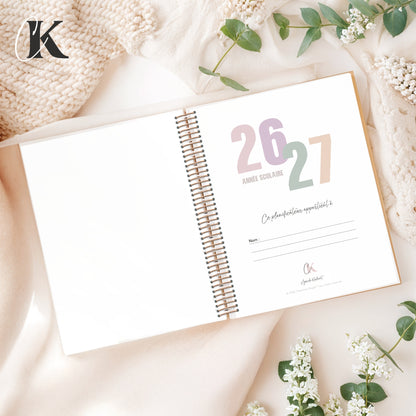 Agenda planificateur 2026/2027 | Étudiant | 7 cases/8h-20h | Élégance