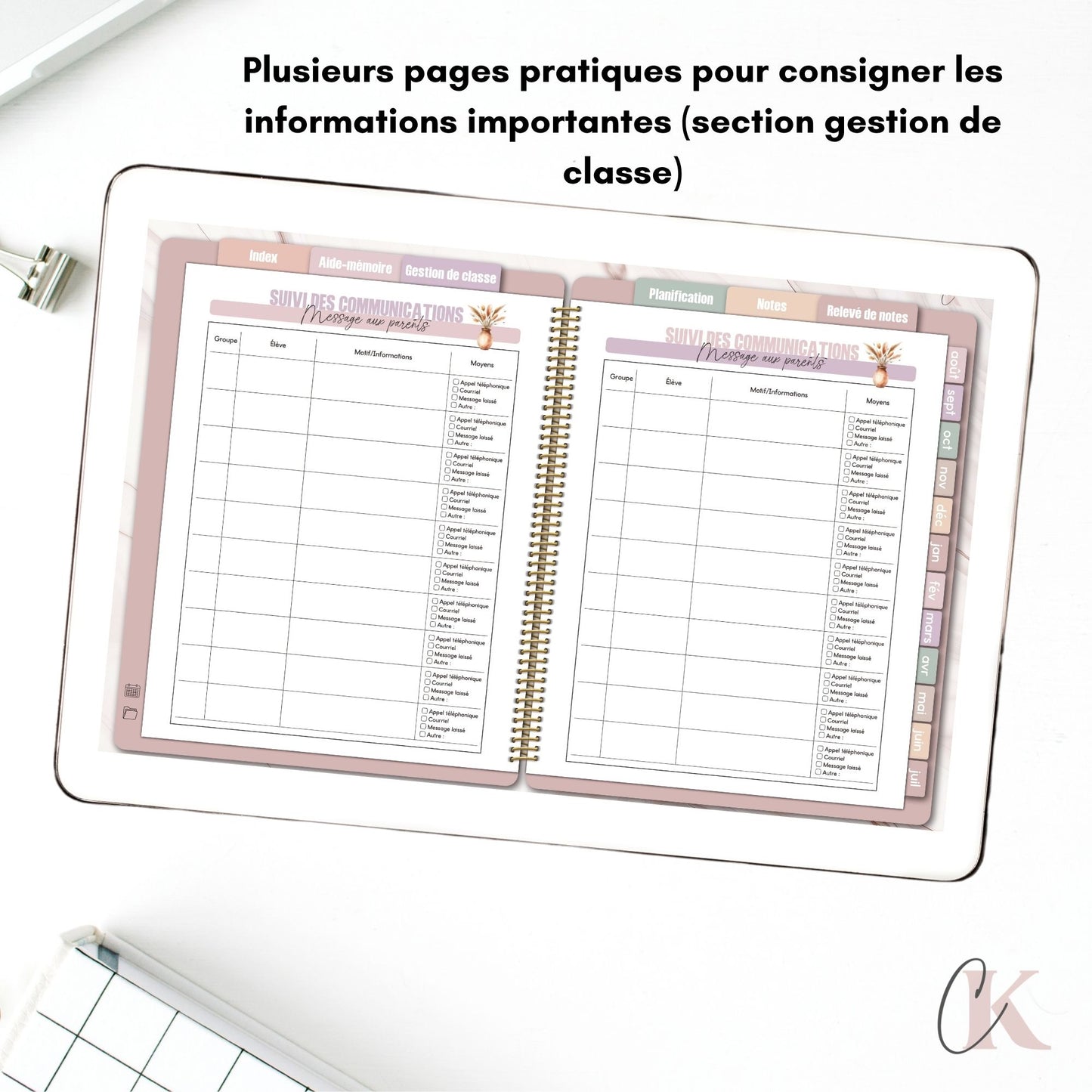 Agenda planificateur enseignant 26/27 | 5 périodes | Vintage/Rétro