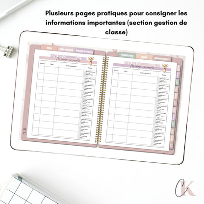 Agenda planificateur enseignant 26/27 | 5 périodes | Vintage/Rétro