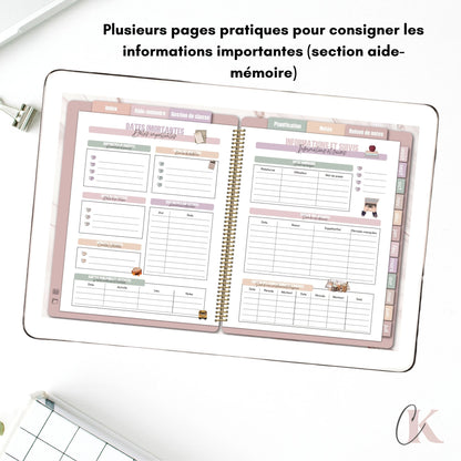 Agenda planificateur enseignant 26/27 | 5 périodes | Vintage/Rétro