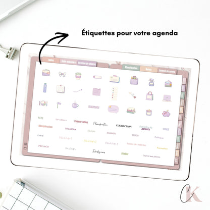 Agenda planificateur enseignant 26/27 | 5 périodes | Vintage/Rétro