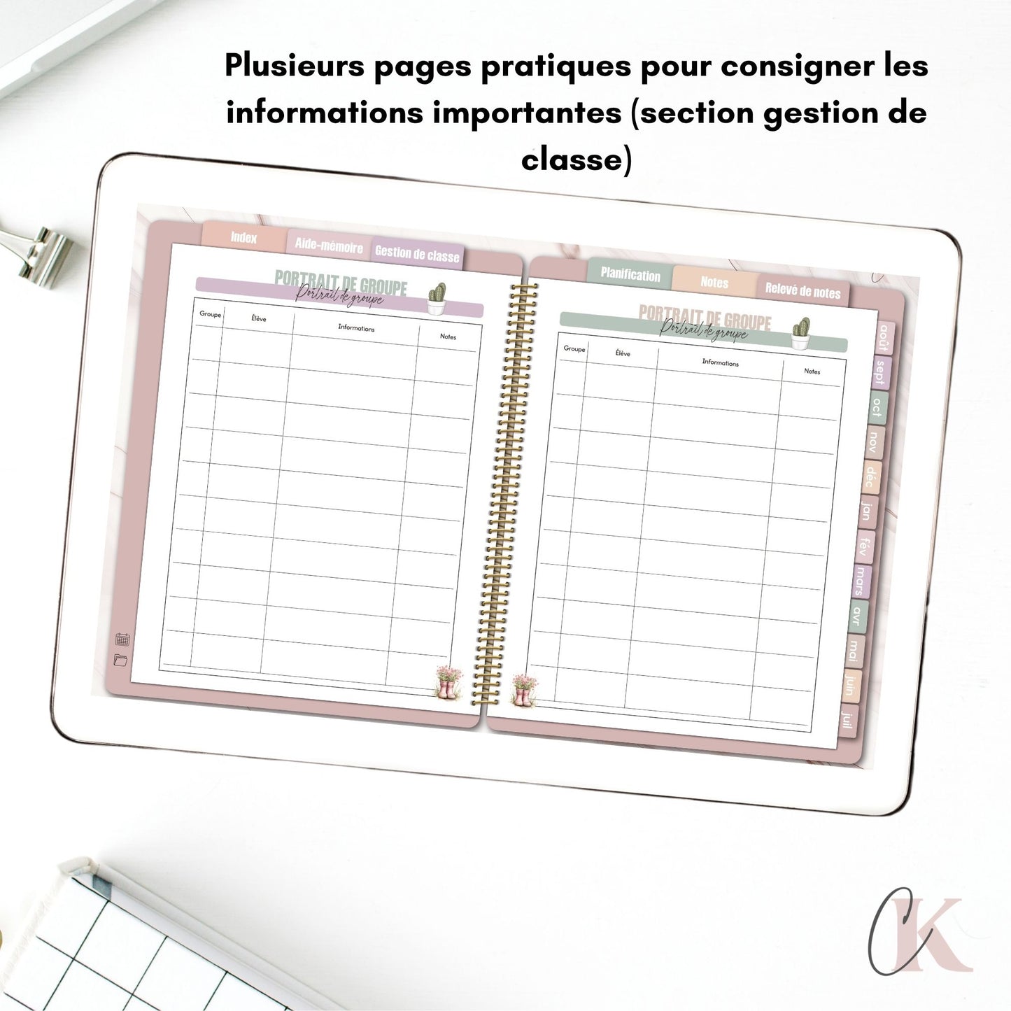 Agenda planificateur enseignant 26/27 | 5 périodes | Vintage/Rétro