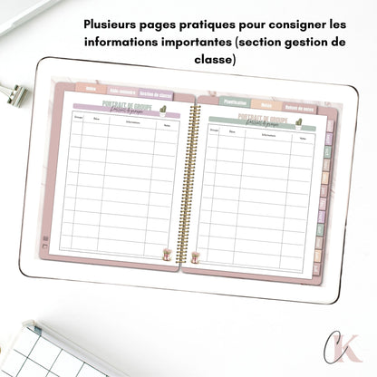 Agenda planificateur enseignant 26/27 | 5 périodes | Vintage/Rétro
