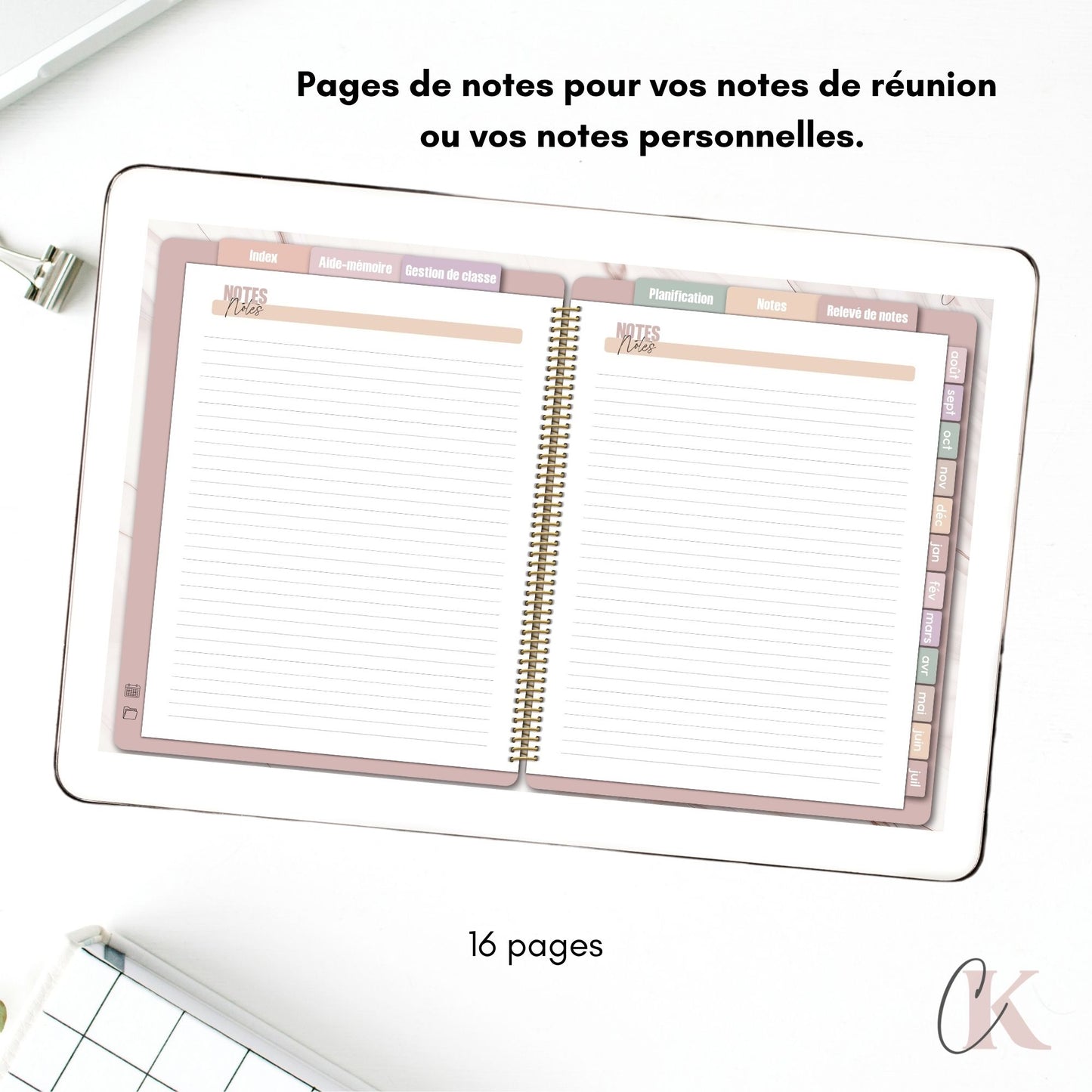 Agenda planificateur enseignant 26/27 | 5 périodes | Vintage/Rétro