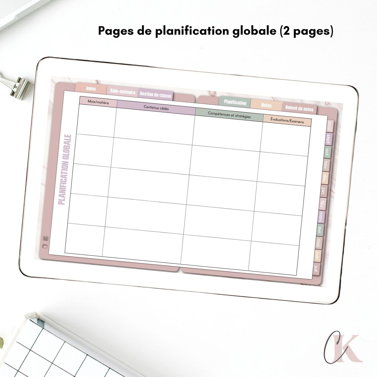 Agenda planificateur enseignant 26/27 | 5 périodes | Vintage/Rétro