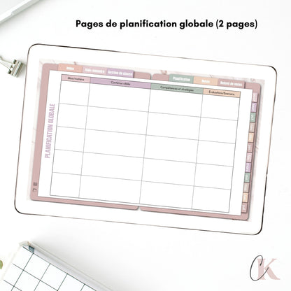 Agenda planificateur enseignant 26/27 | 5 périodes | Vintage/Rétro