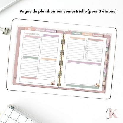 Agenda planificateur enseignant 26/27 | 5 périodes | Vintage/Rétro