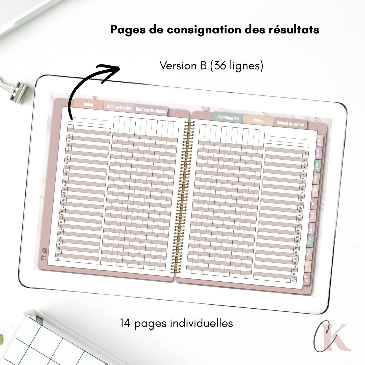 Agenda planificateur enseignant 26/27 | 5 périodes | Vintage/Rétro