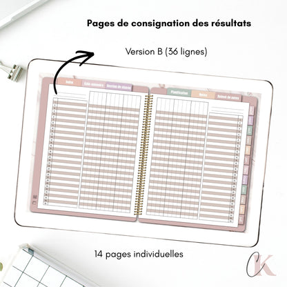 Agenda planificateur enseignant 26/27 | 5 périodes | Vintage/Rétro