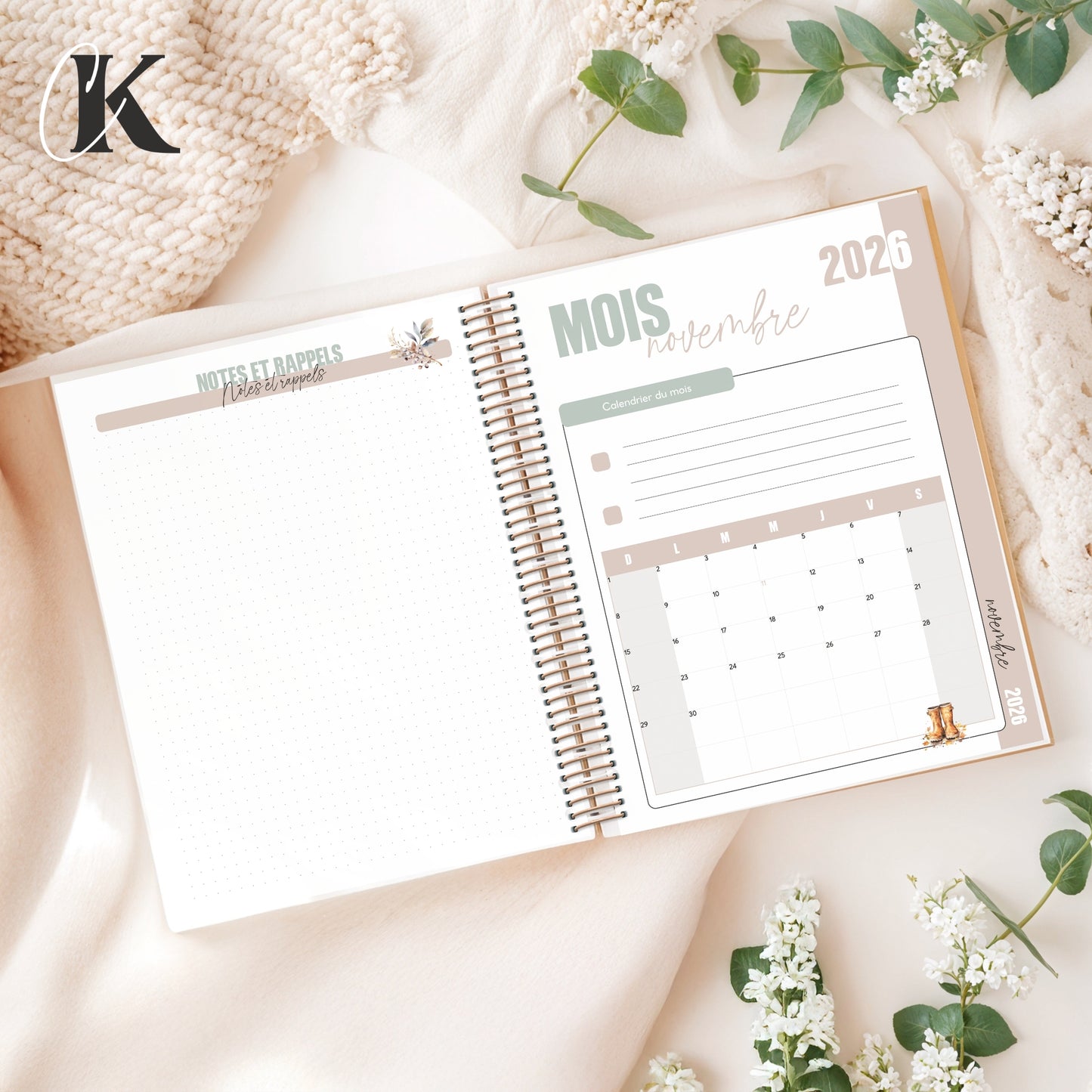 Agenda planificateur 2026-2027 | Ortho/TES | Élégance