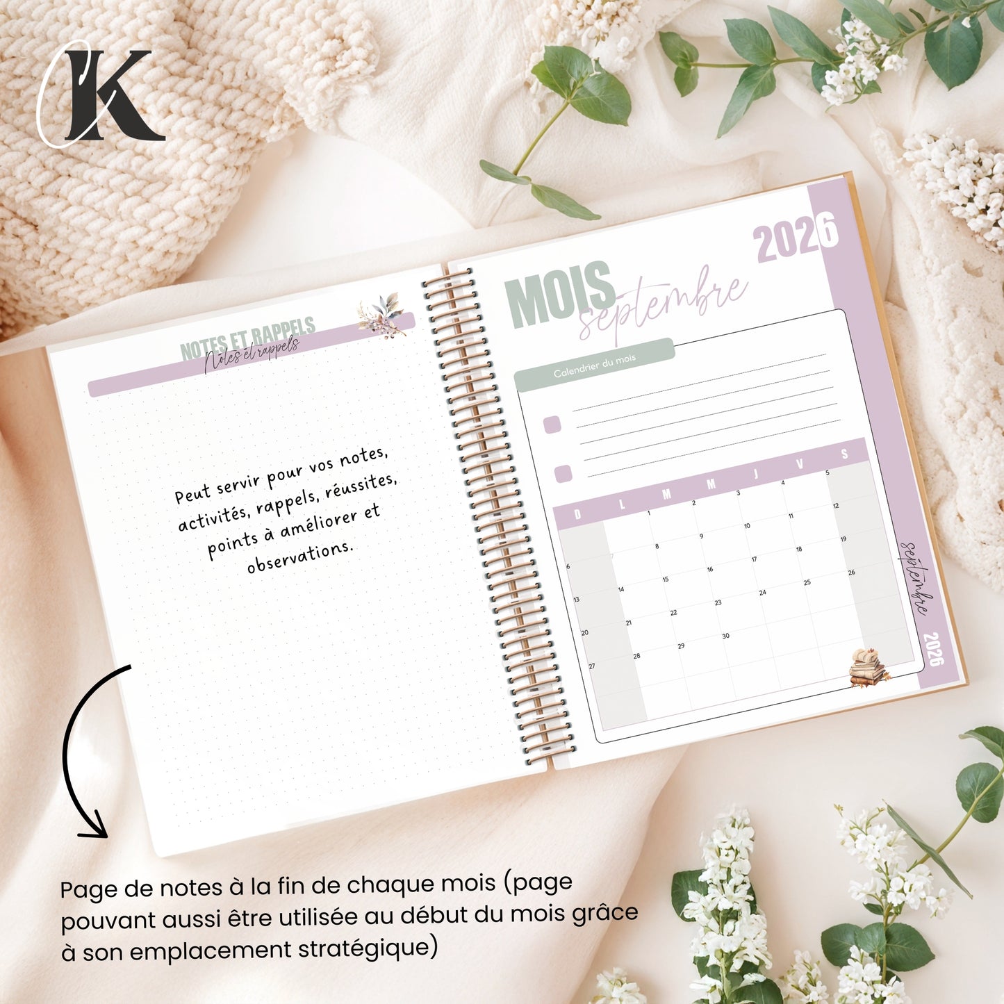 Agenda planificateur 2026-2027 | Ortho/TES | Élégance