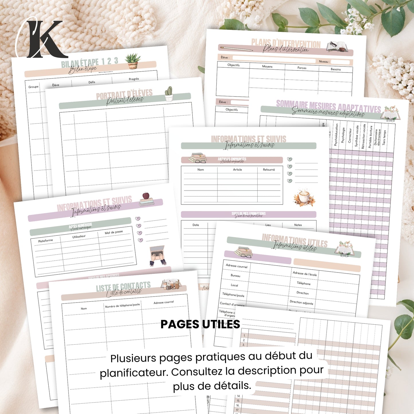 Agenda planificateur 2026-2027 | Ortho/TES | Élégance