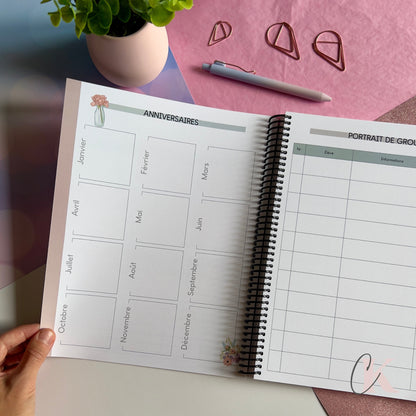 Agenda Planificateur Enseignant 2025-2026 | Floral Bohème Rose Poudré