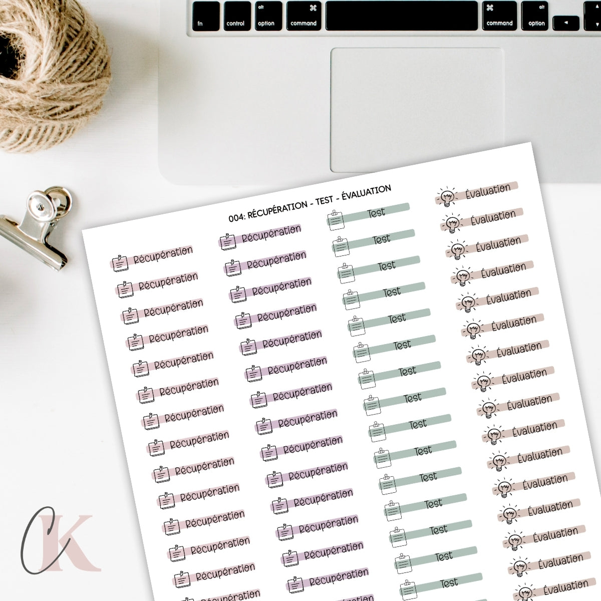 004 Autocollants | Récupération | Test | Évaluation (Étiquettes)