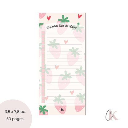 Liste de tâches | Fraises roses pastel (To do list)