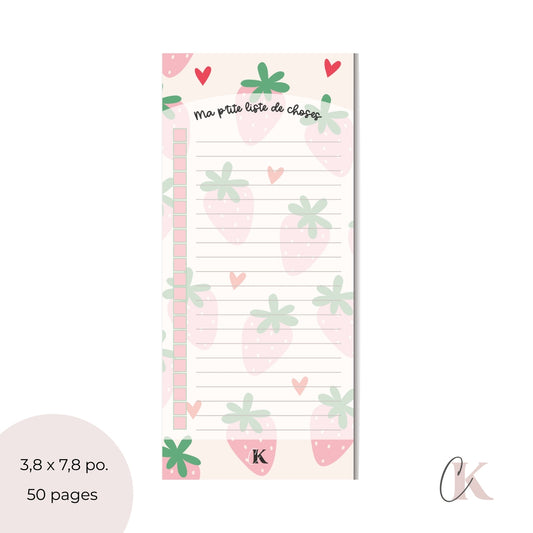 Liste de tâches | Fraises roses pastel (To do list)