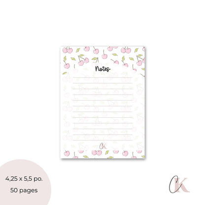 Ensemble de blocs-notes pour suppléante | Cerises roses