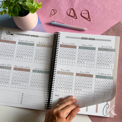Agenda Planificateur Enseignant 2025-2026 | Floral Bohème Rose Poudré