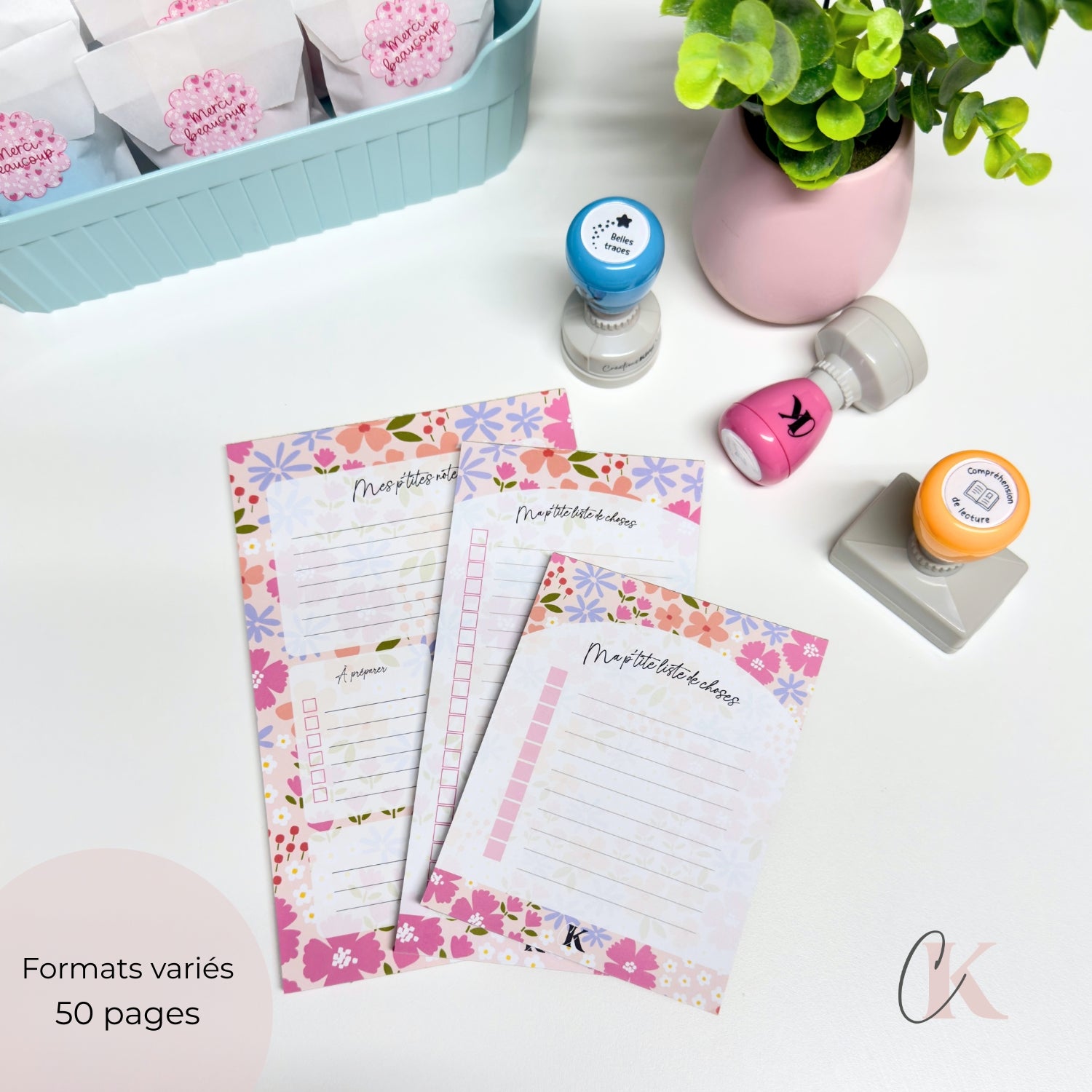 Ensemble de planificateur et blocs-notes | Pop fleuri