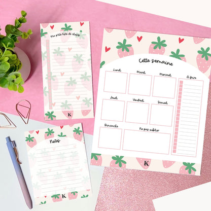 Liste de tâches | Fraises roses pastel (To do list)