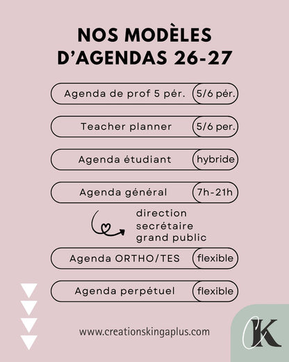 Agenda général 2026-2027 | Administration scolaire | Grand public | Vintage