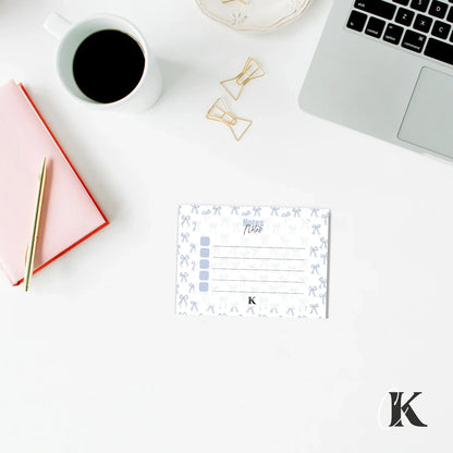 Notes autocollantes liste de tâches | Noeuds chics bleus