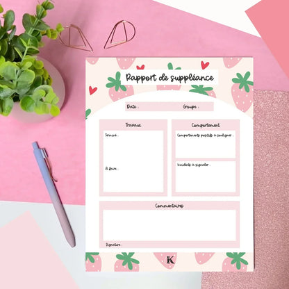 Rapport de suppléance | Fraises pastel