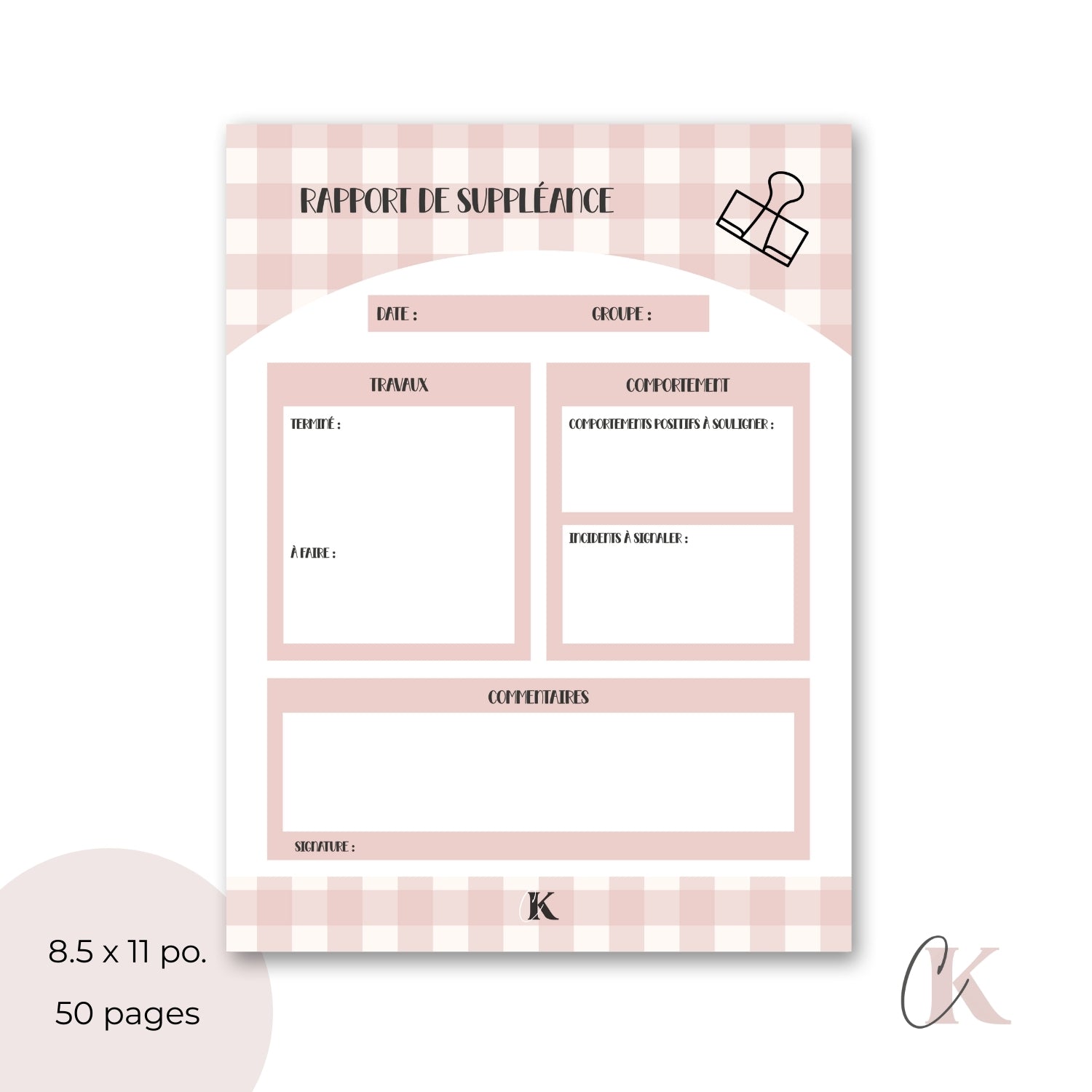 Rapport de suppléance | Carreaux roses