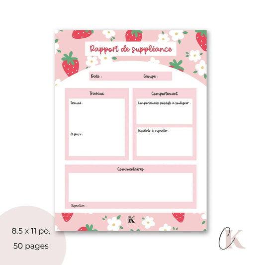Rapport de suppléance | Fraises sur fond rose