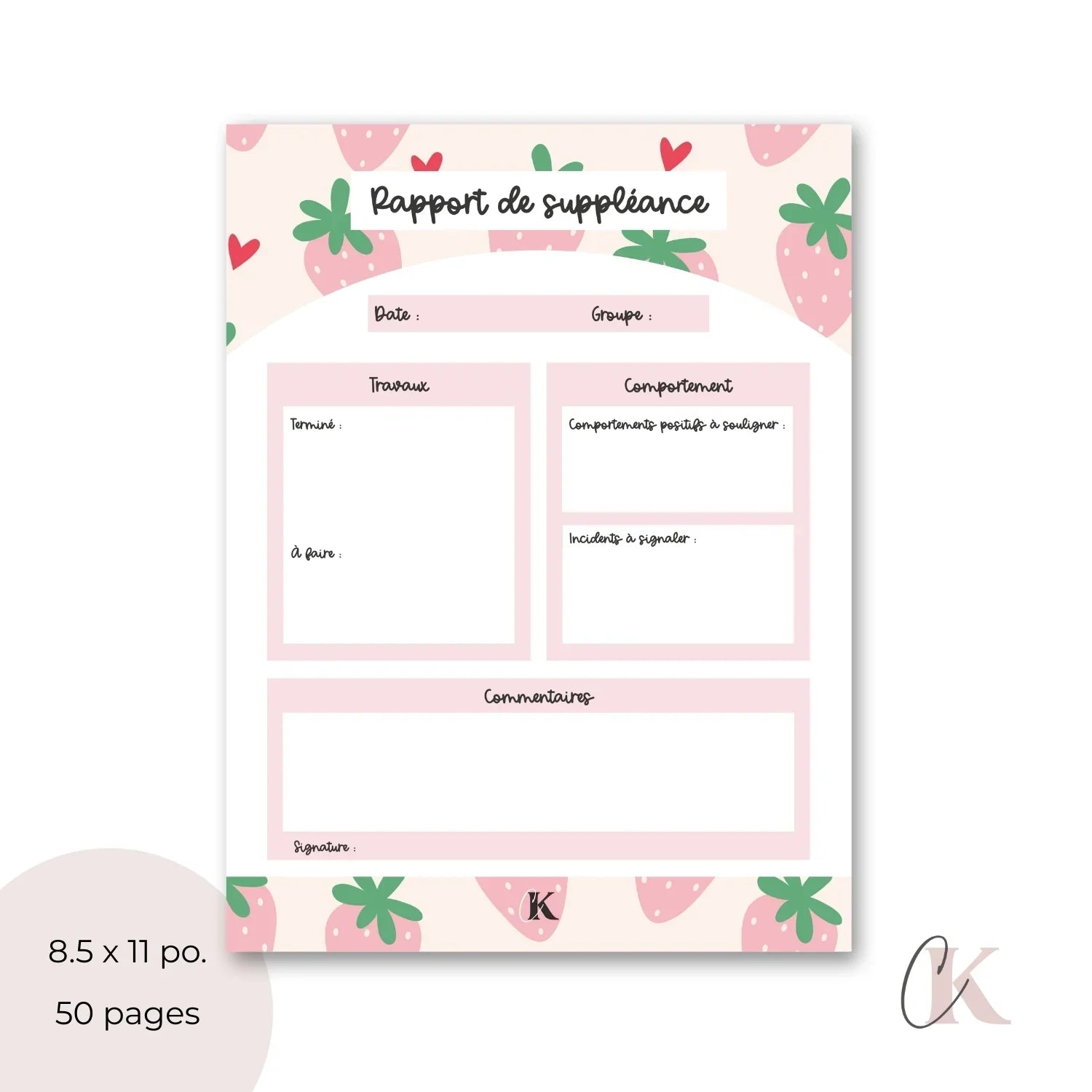 Rapport de suppléance | Fraises pastel