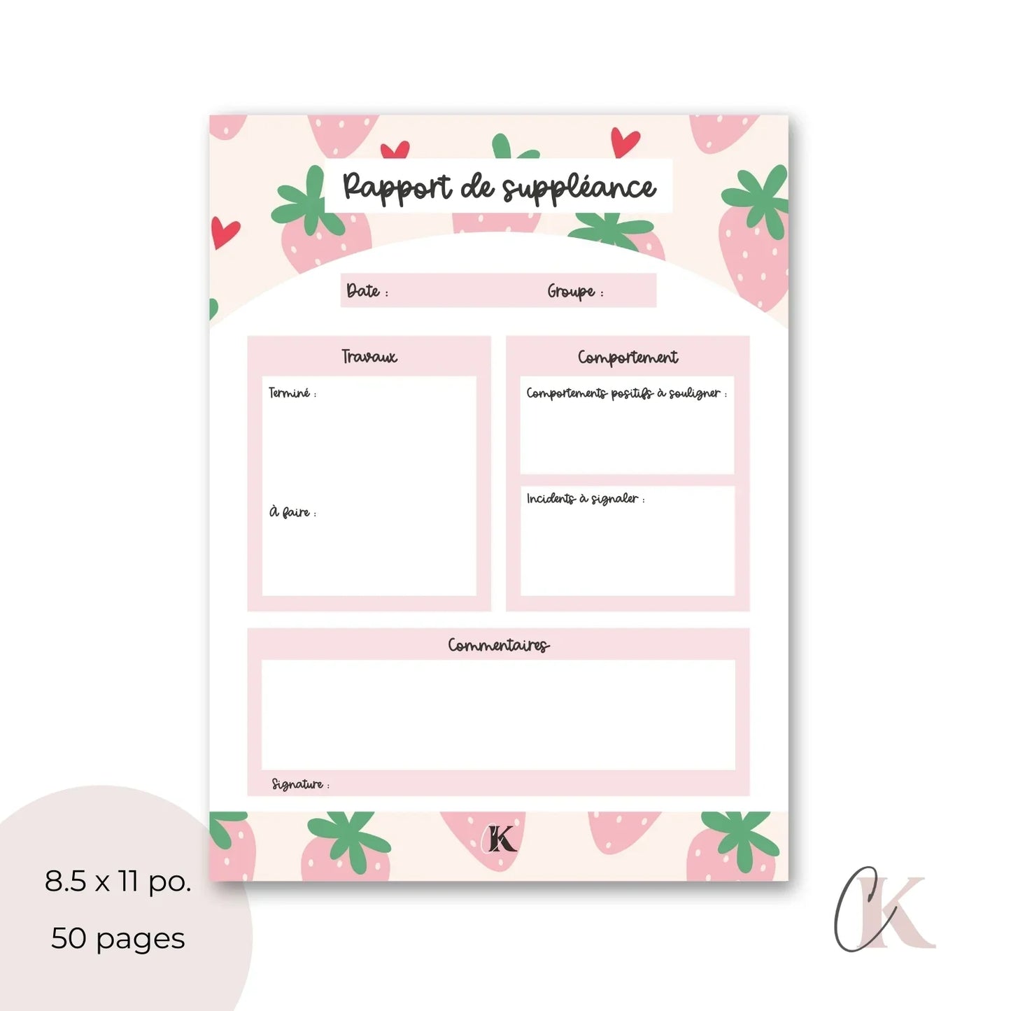 Rapport de suppléance | Fraises pastel