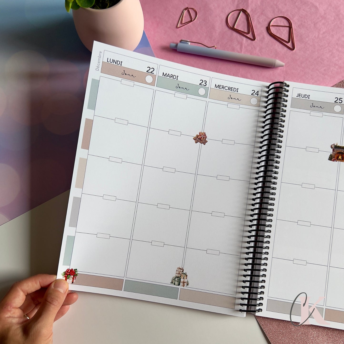 Agenda Planificateur Enseignant 2025-2026 | Floral Bohème Rose Poudré
