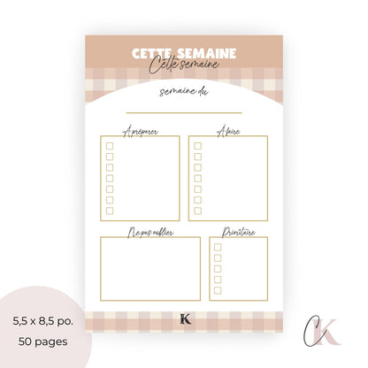 Ensemble de planificateur et blocs-notes | Motif carreaux | Rétro automne
