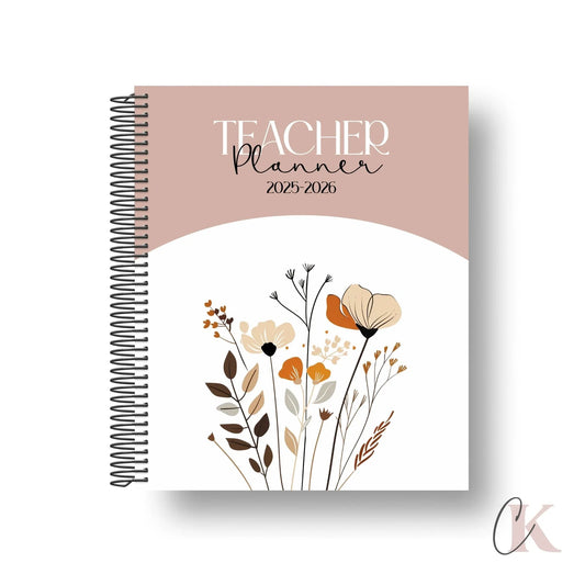 Agenda Planificateur Enseignant 2025-2026 | Floral Bohème Rose Poudré