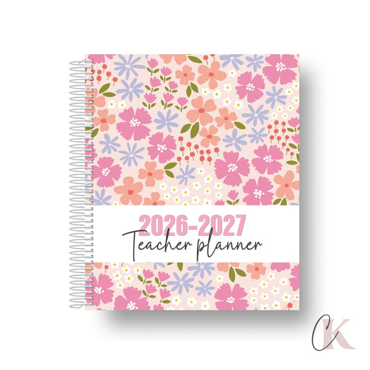 2026-2027 Teacher Planner | 6 periods/blocks | Floral