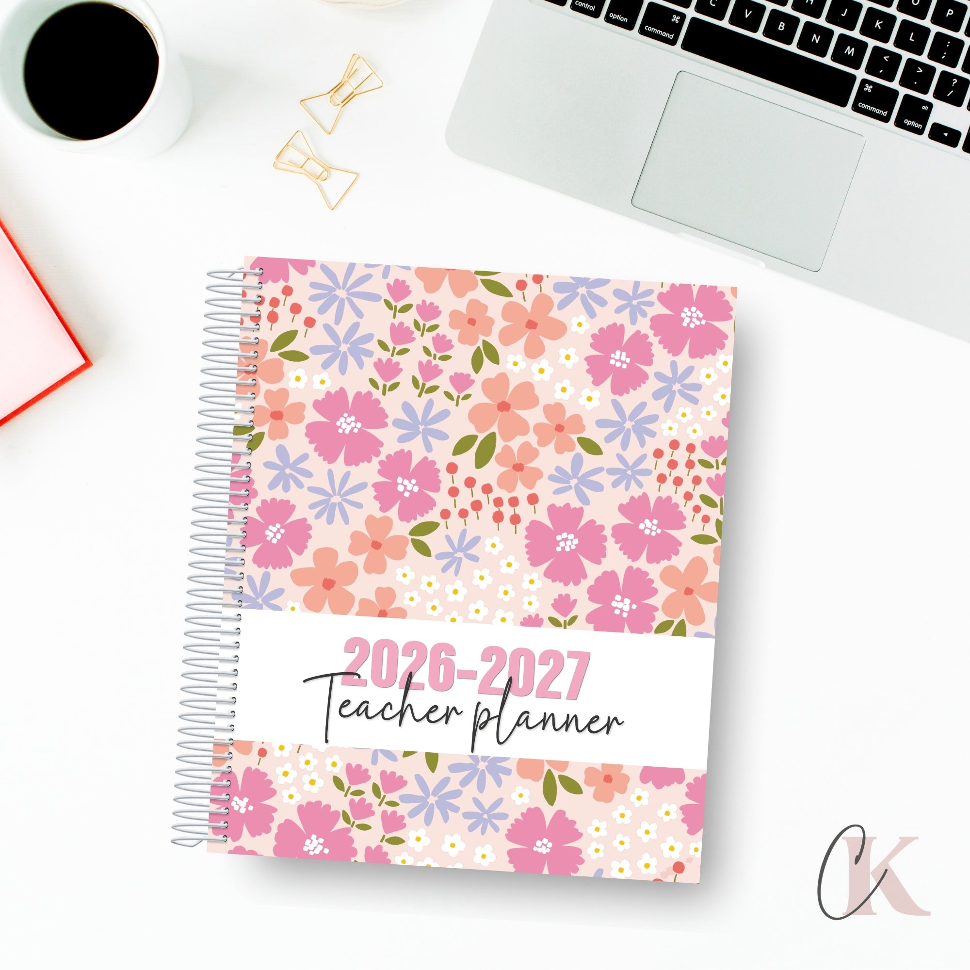2026-2027 Teacher Planner | 5 periods/blocks | Floral