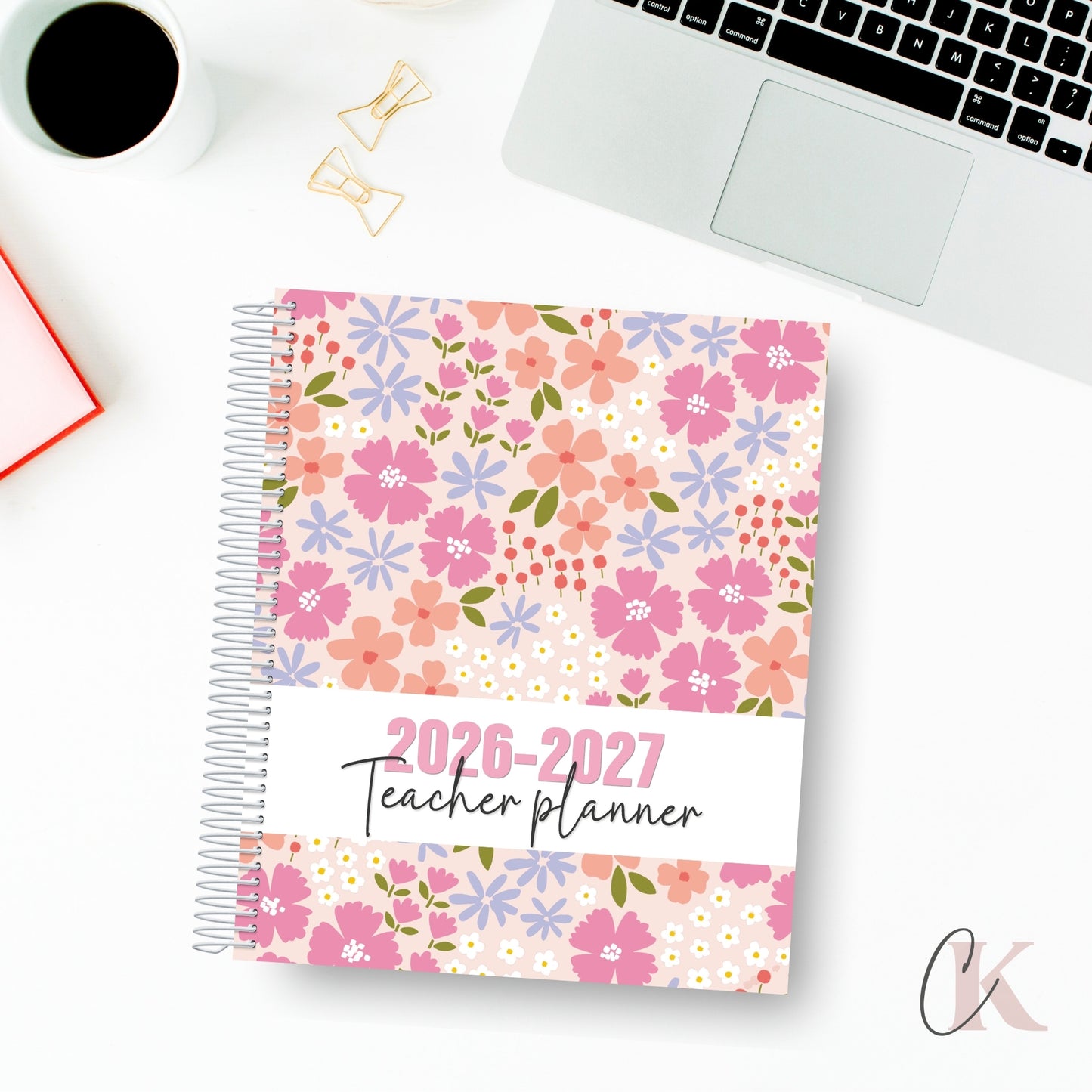 2026-2027 Teacher Planner | 5 periods/blocks | Floral