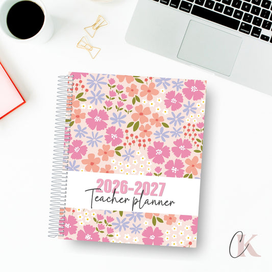 2026-2027 Teacher Planner | 5 periods/blocks | Floral