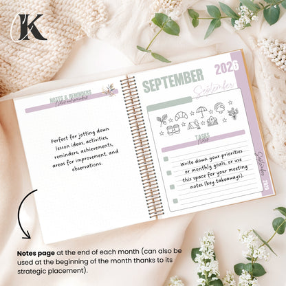 2026-2027 Teacher Planner | 5 periods/blocks | Vintage/Retro