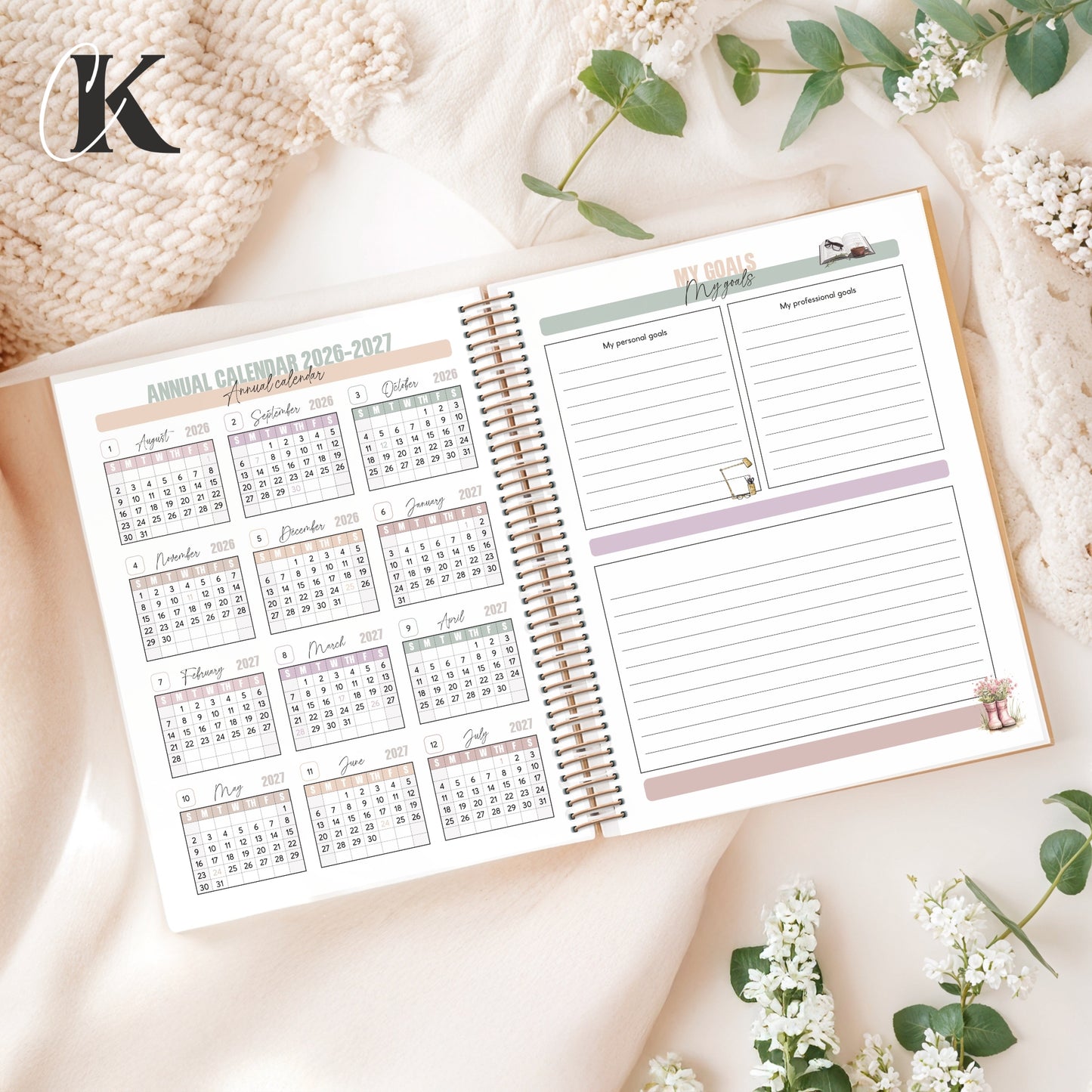 2026-2027 Teacher Planner | 5 periods/blocks | Vintage/Retro