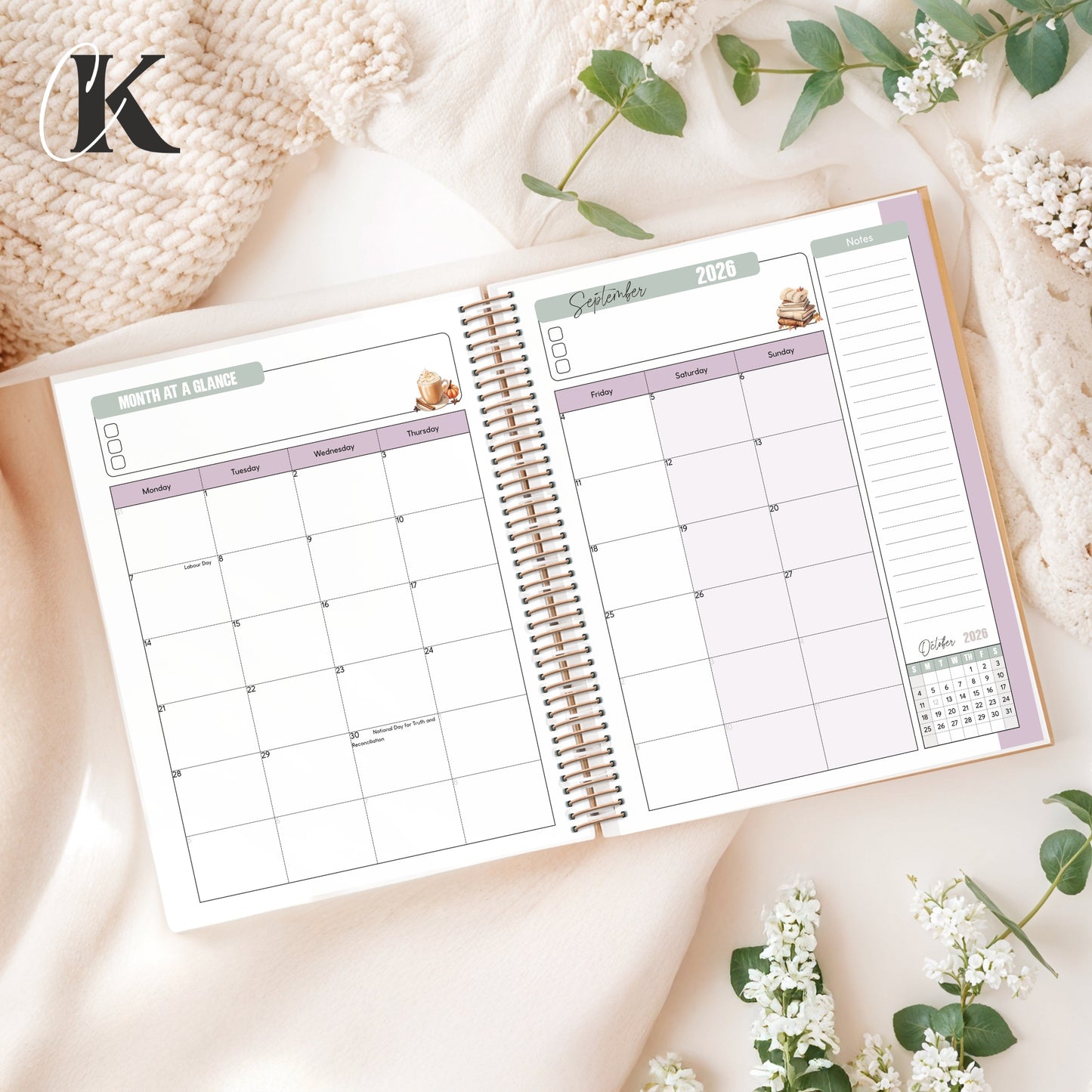 2026-2027 Teacher Planner | 5 periods/blocks | Vintage/Retro