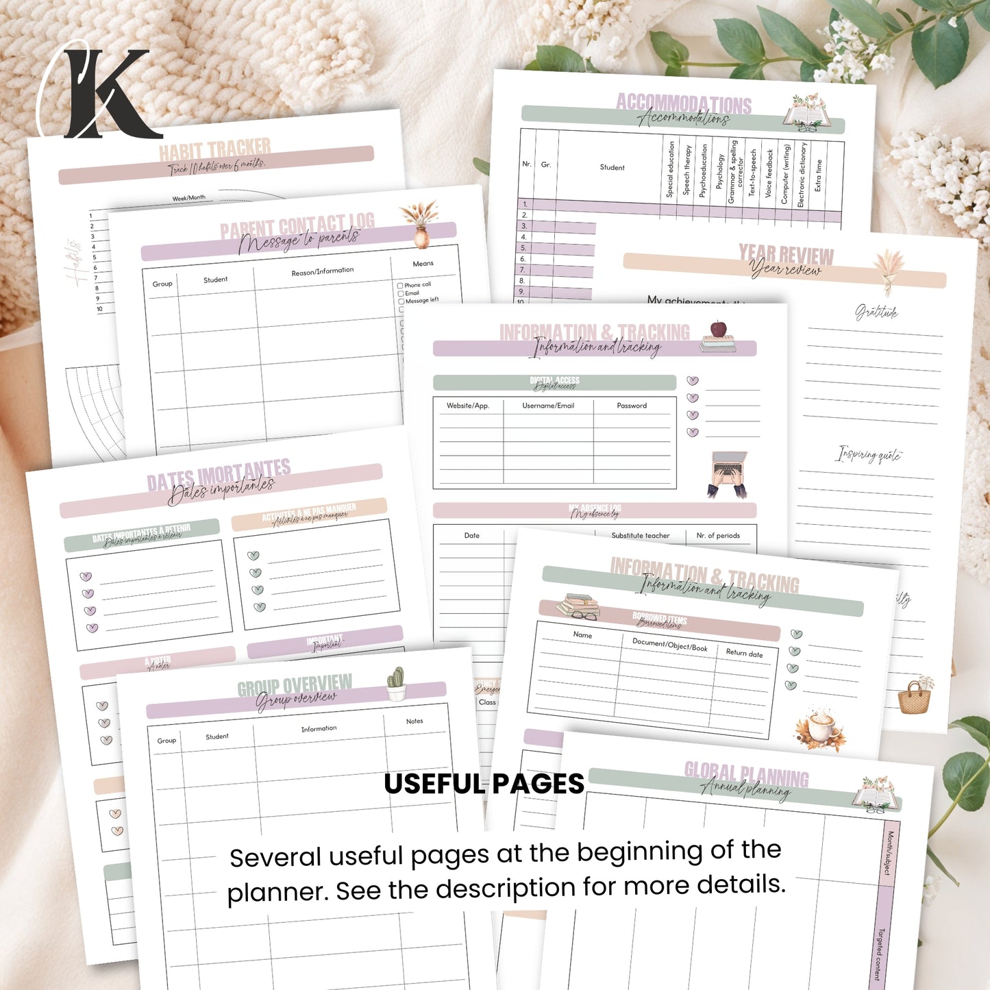 2026-2027 Teacher Planner | 5 periods/blocks | Vintage/Retro